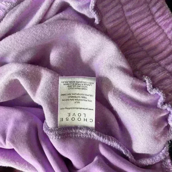 GENERATION LOVE Velvet Velour Fuzzy Pink Purple Lounge Joggers Pants Women Small - Picture 5 of 7